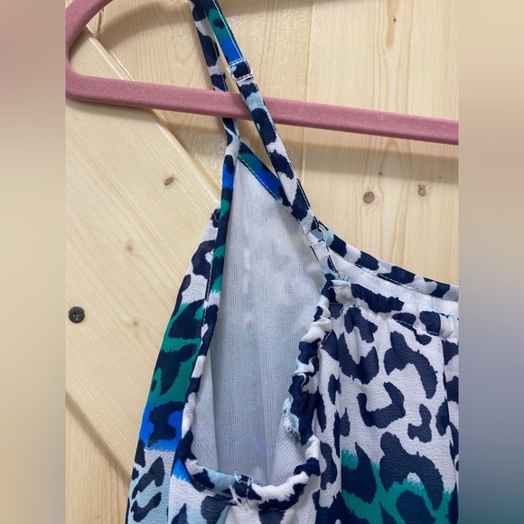 ❤️🤩She’s Cool Blue Green Black & White Leopard Stripped Sleeveless Maxi Dress - Picture 5 of 9